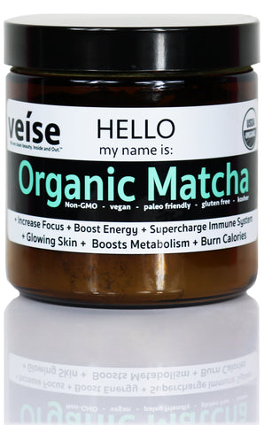 Veise Beauty Organic Matcha for antioxidant health, clear skin, increased metabolism, stronger skin cells
