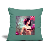 California Flowers Throw Pillow Cover 18” x 18” - cypress green